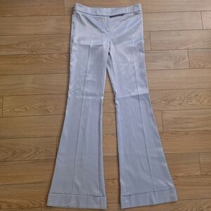 Jenni Button Silver Satin Flare Pants- S